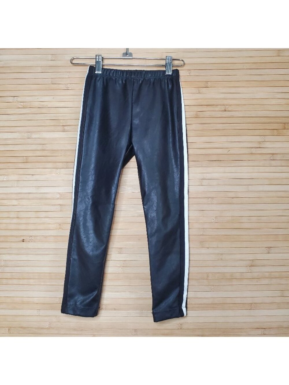 Monnalisa Girl's boutique black faux leather jogger pants 6 ITALY XLNT chic